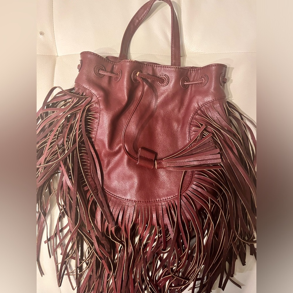 Cute burgundy, leather book bag, purse.